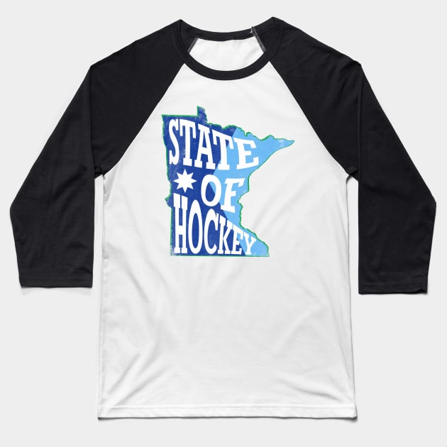 State of Hockey Minnesota Baseball T-Shirt by Mary Rose 73744